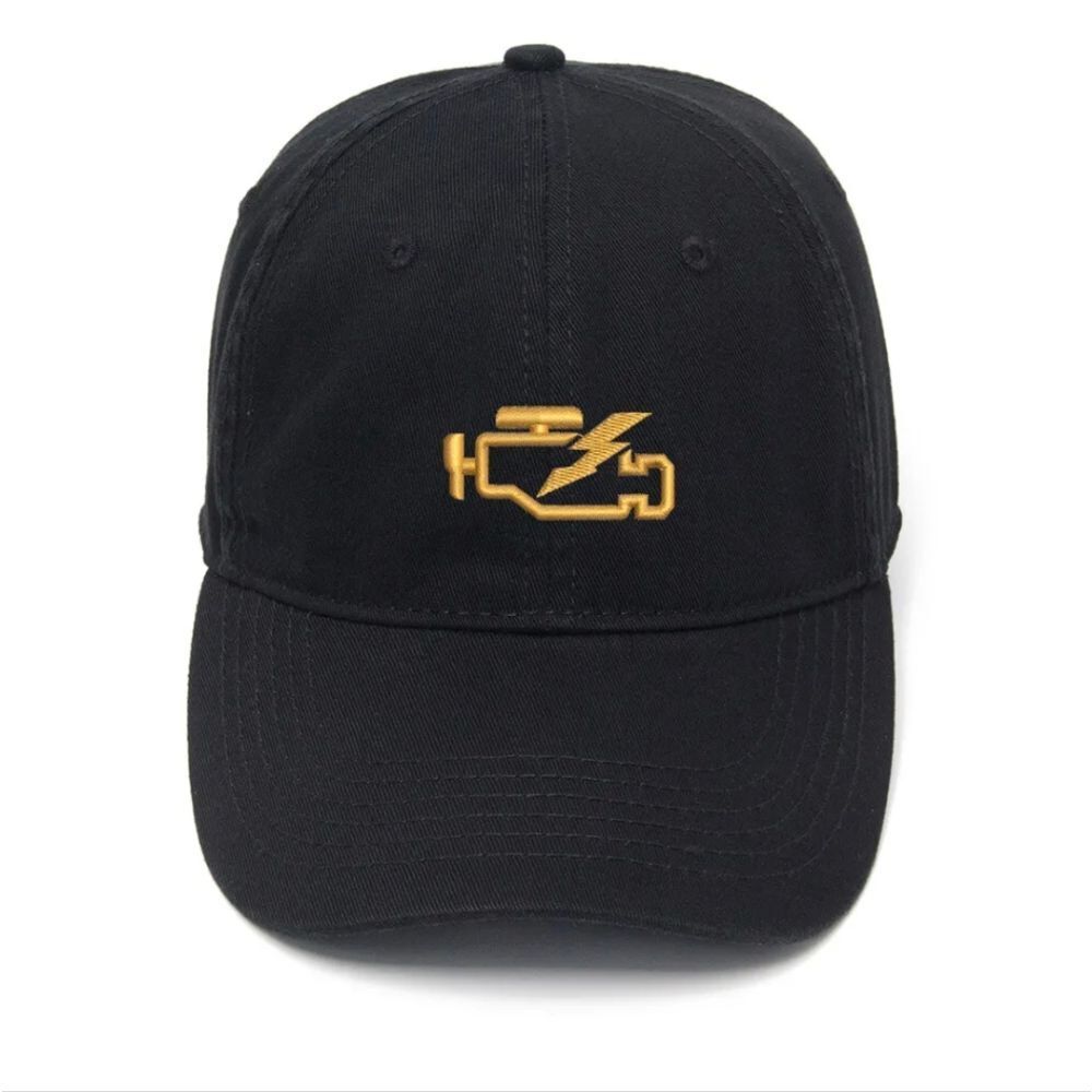 Men's Baseball Caps Check Engine Light Embroidered Dad Hat Velcro backstrap Hat